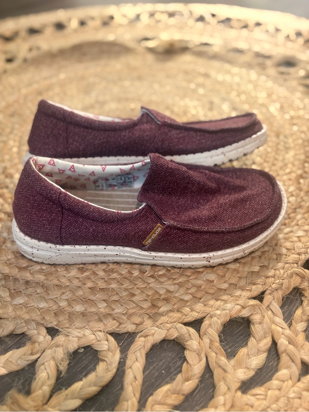 Hey Dude Women's Slip-On Sneakers in Burgundy